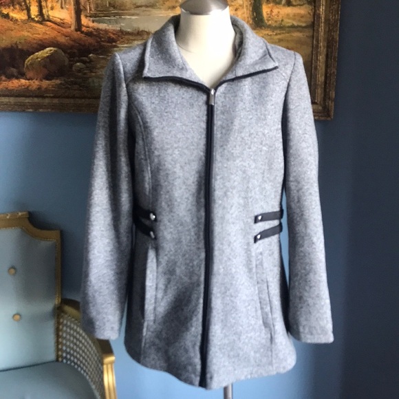 Details salt & pepper side tab zip up fall winter classy trendy jacket size M - Picture 1 of 14